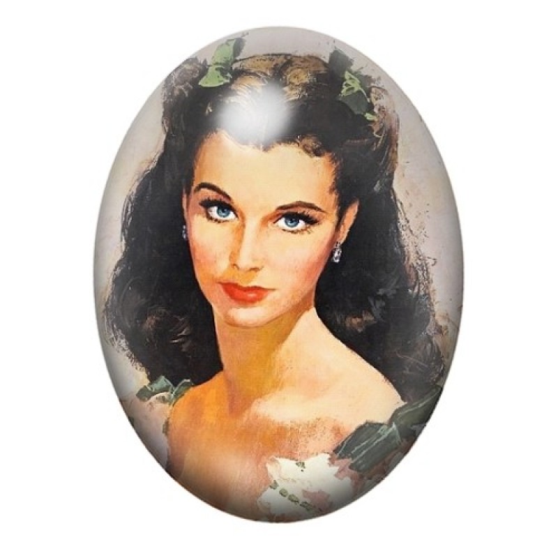 Cabochon en Verre Illustré Scarlett O'Hara Vintage 13x18, 18x25 ou 30x40mm