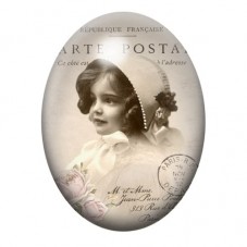 Cabochon en Verre Illustré Petite Fille sur Carte Postale 13x18, 18x25 ou 30x40mm pour la création de bijoux fantaisie - DIY