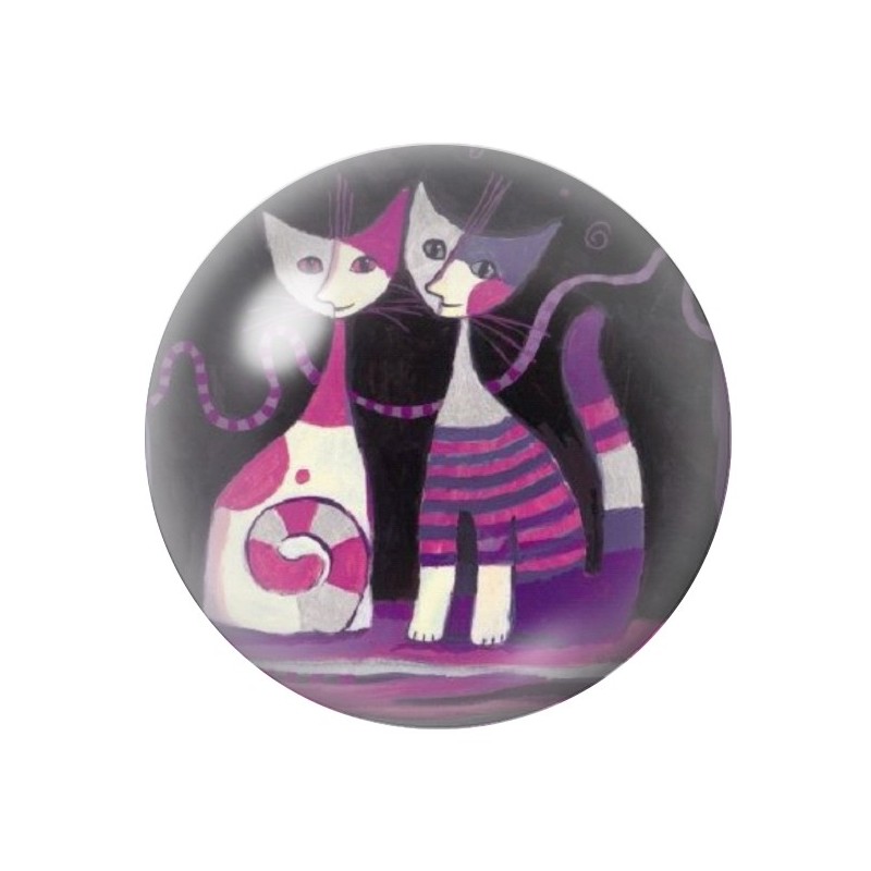 Cabochon en Verre Illustré Chats Colorés 12 à 25mm