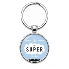 Porte-clé "J’ai un Super Papa" Cadeau Papa Fête des Pères pour la Création de Bijoux Fantaisie - DIY