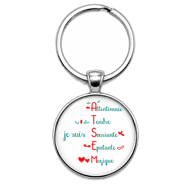 Porte-clé "Atsem tendre, souriante..." Cadeau de Fin d'Année d’École
