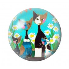 Cabochon en Verre Illustré Chats Colorés 12 à 25mm pour la Création de Bijoux Fantaisie - DIY