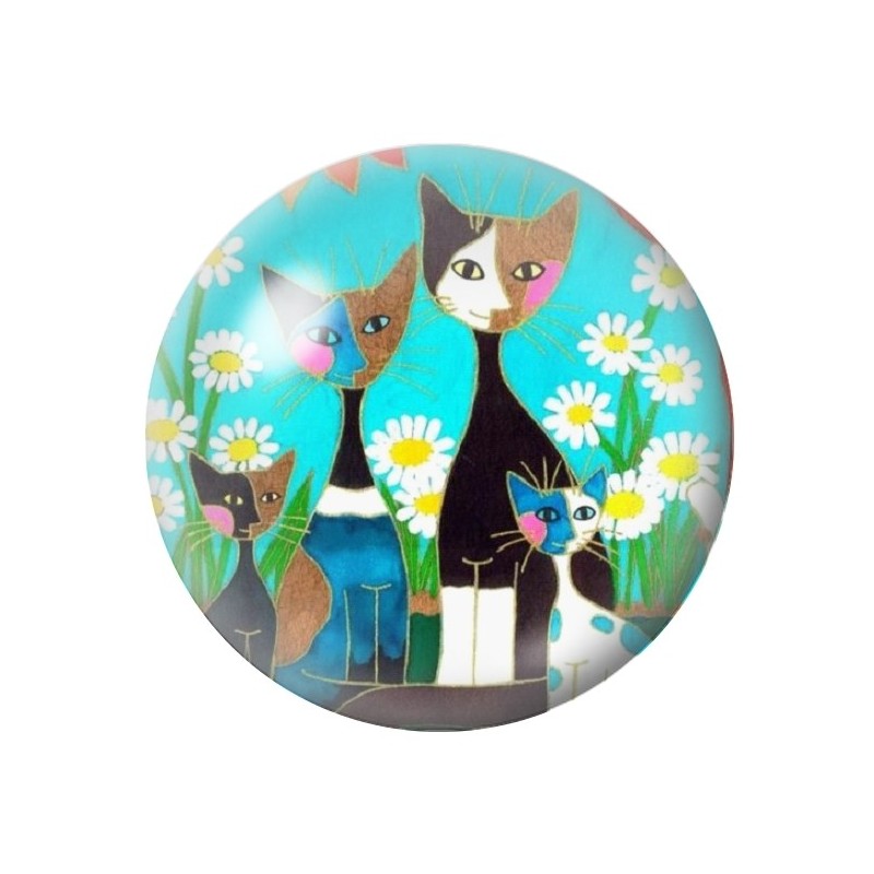 Cabochon en Verre Illustré Chats Colorés 12 à 25mm