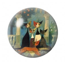 Cabochon en Verre Illustré Chats Colorés 12 à 25mm pour la Création de Bijoux Fantaisie - DIY