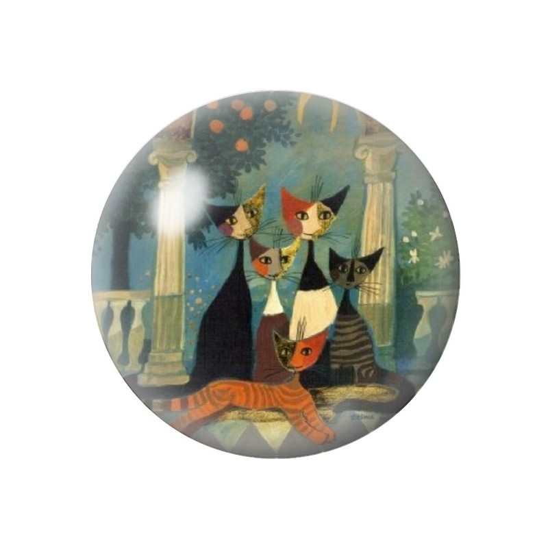 Cabochon en Verre Illustré Chats Colorés 12 à 25mm