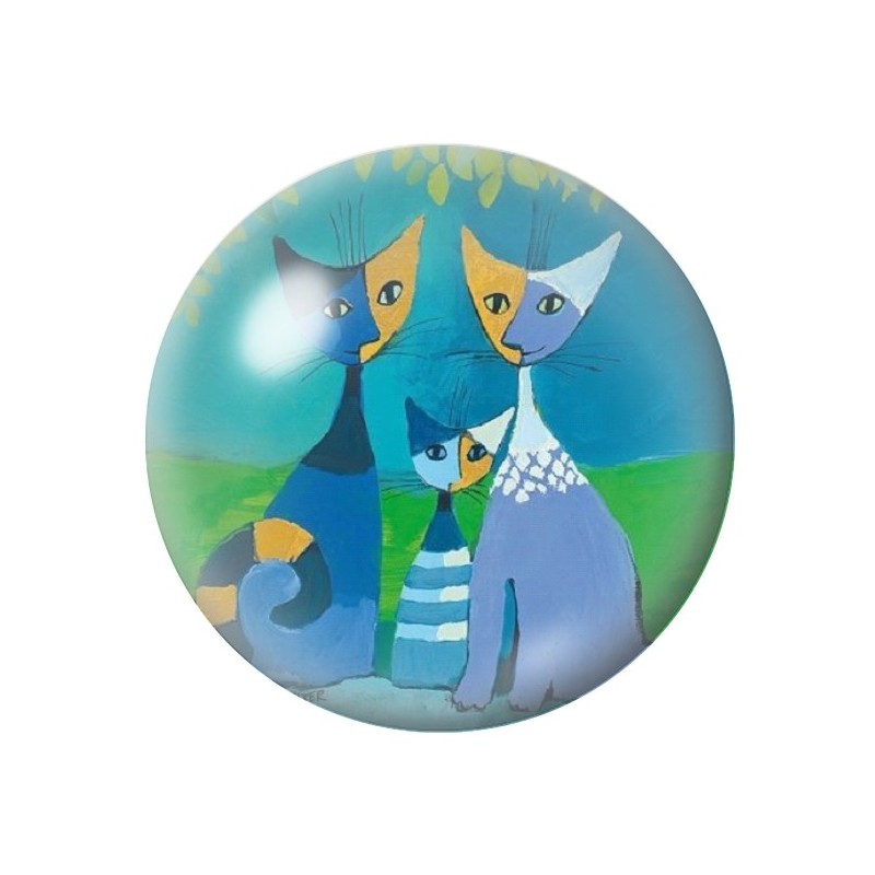 Cabochon en Verre Illustré Chats Colorés 12 à 25mm