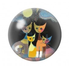 Cabochon en Verre Illustré Chats Colorés 12 à 25mm pour la Création de Bijoux Fantaisie - DIY