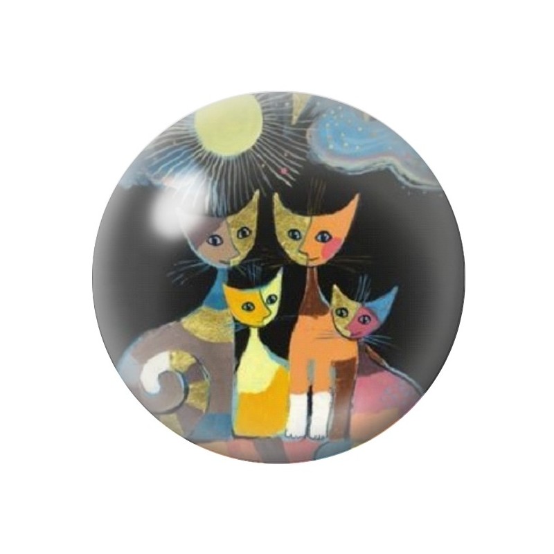 Cabochon en Verre Illustré Chats Colorés 12 à 25mm