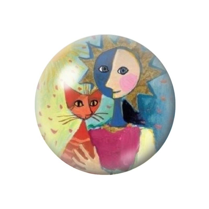 Cabochon en Verre Illustré Chats Colorés 12 à 25mm