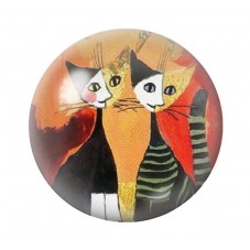 Cabochon en Verre Illustré Chats Colorés 12 à 25mm pour la Création de Bijoux Fantaisie - DIY