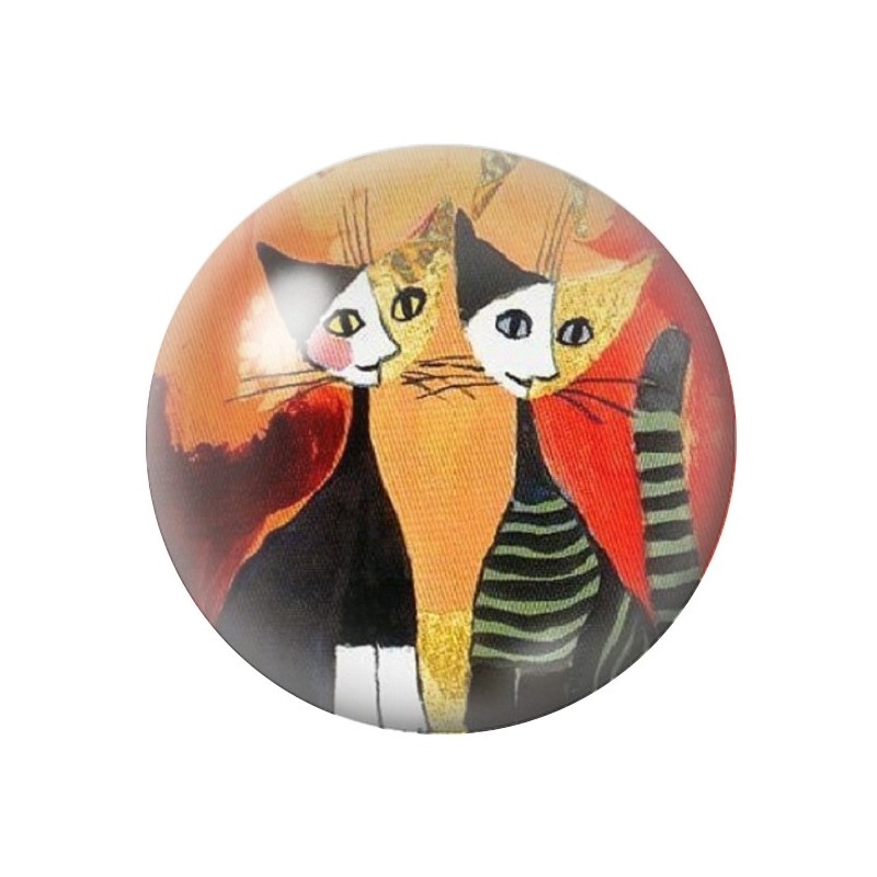 Cabochon en Verre Illustré Chats Colorés 12 à 25mm