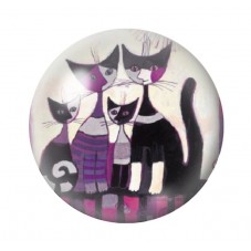 Cabochon en Verre Illustré Chats Colorés 12 à 25mm pour la Création de Bijoux Fantaisie - DIY