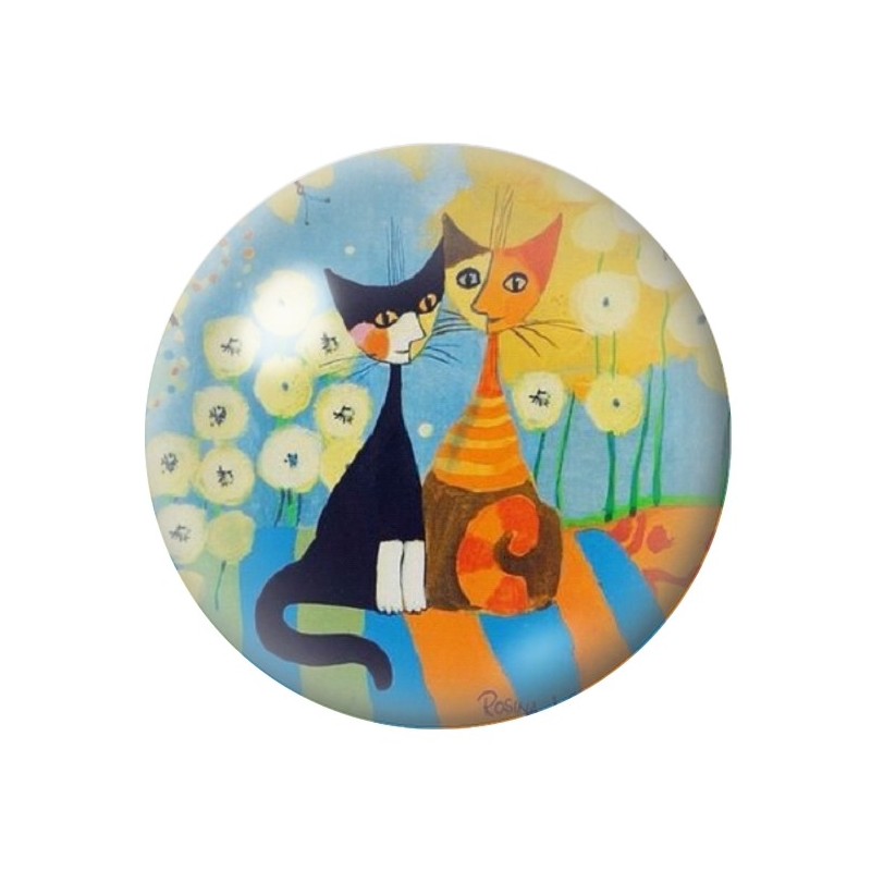 Cabochon en Verre Illustré Chats Colorés 12 à 25mm
