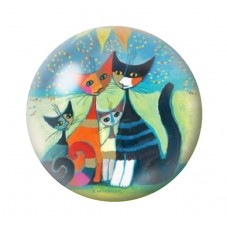 Cabochon en Verre Illustré Chats Colorés 12 à 25mm pour la Création de Bijoux Fantaisie - DIY