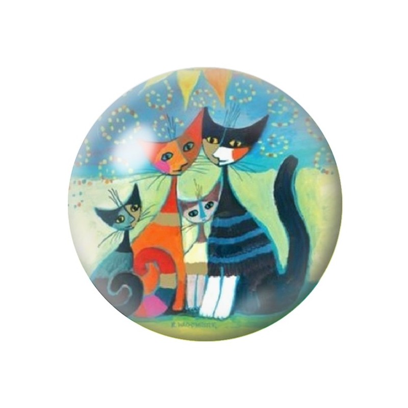 Cabochon en Verre Illustré Chats Colorés 12 à 25mm