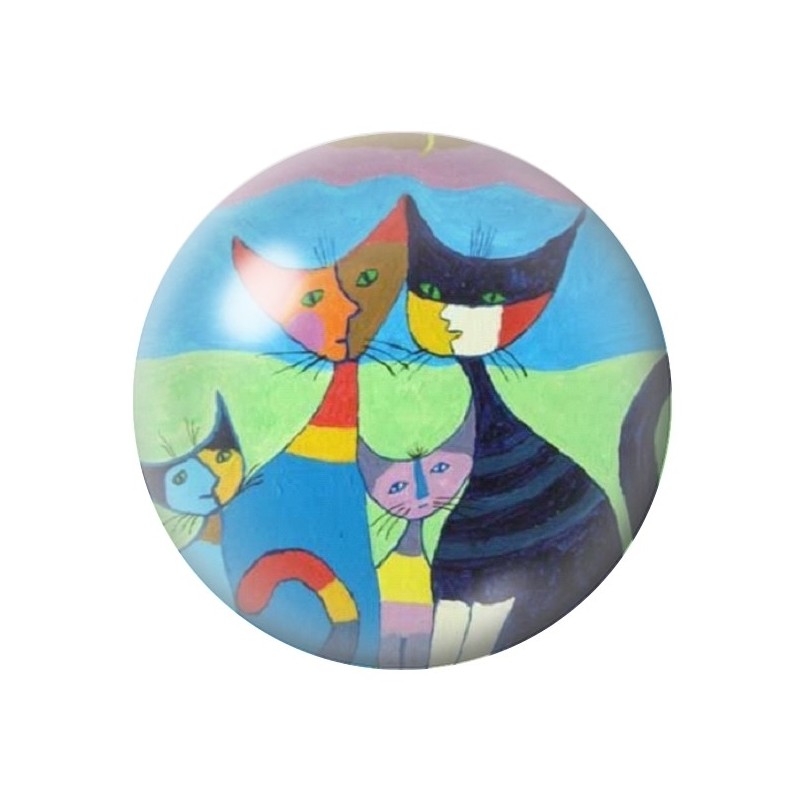 Cabochon en Verre Illustré Chats Colorés 12 à 25mm