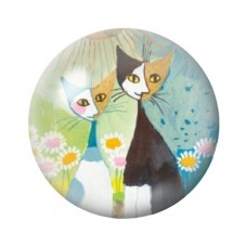 Cabochon en Verre Illustré Chats Colorés 12 à 25mm pour la Création de Bijoux Fantaisie - DIY