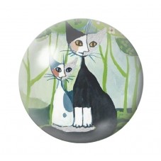 Cabochon en Verre Illustré Chats Colorés 12 à 25mm pour la Création de Bijoux Fantaisie - DIY