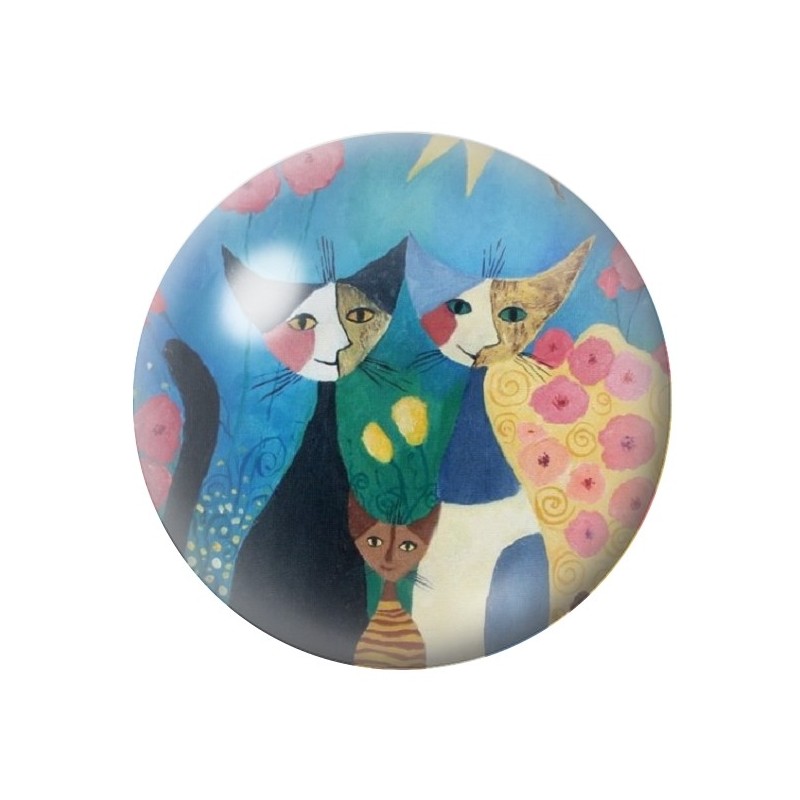 Cabochon en Verre Illustré Chats Colorés 12 à 25mm