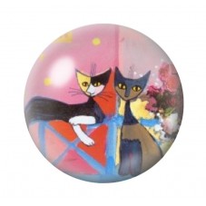 Cabochon en Verre Illustré Chats Colorés 12 à 25mm pour la Création de Bijoux Fantaisie - DIY