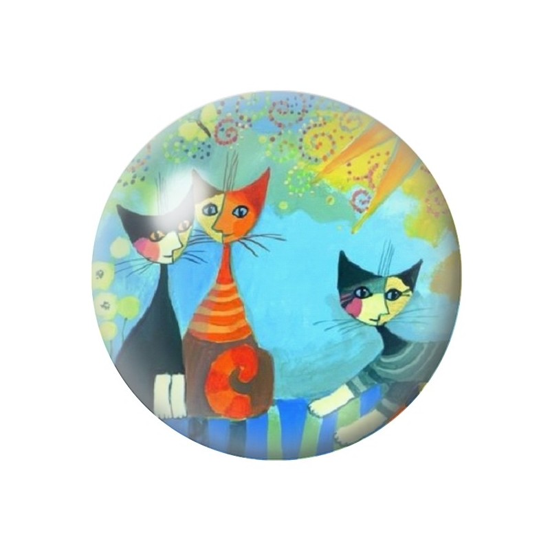 Cabochon en Verre Illustré Chats Colorés 12 à 25mm