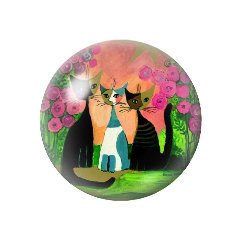 Cabochon en Verre Illustré Chats Colorés 12 à 25mm