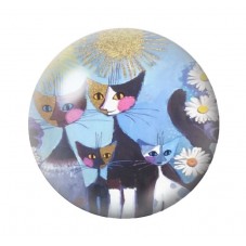 Cabochon en Verre Illustré Chats Colorés 12 à 25mm pour la Création de Bijoux Fantaisie - DIY