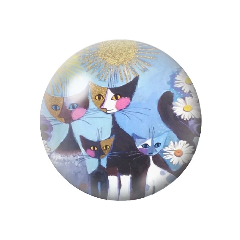 Cabochon en Verre Illustré Chats Colorés 12 à 25mm