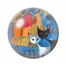 Cabochon en Verre Illustré Chats Colorés 12 à 25mm pour la Création de Bijoux Fantaisie - DIY