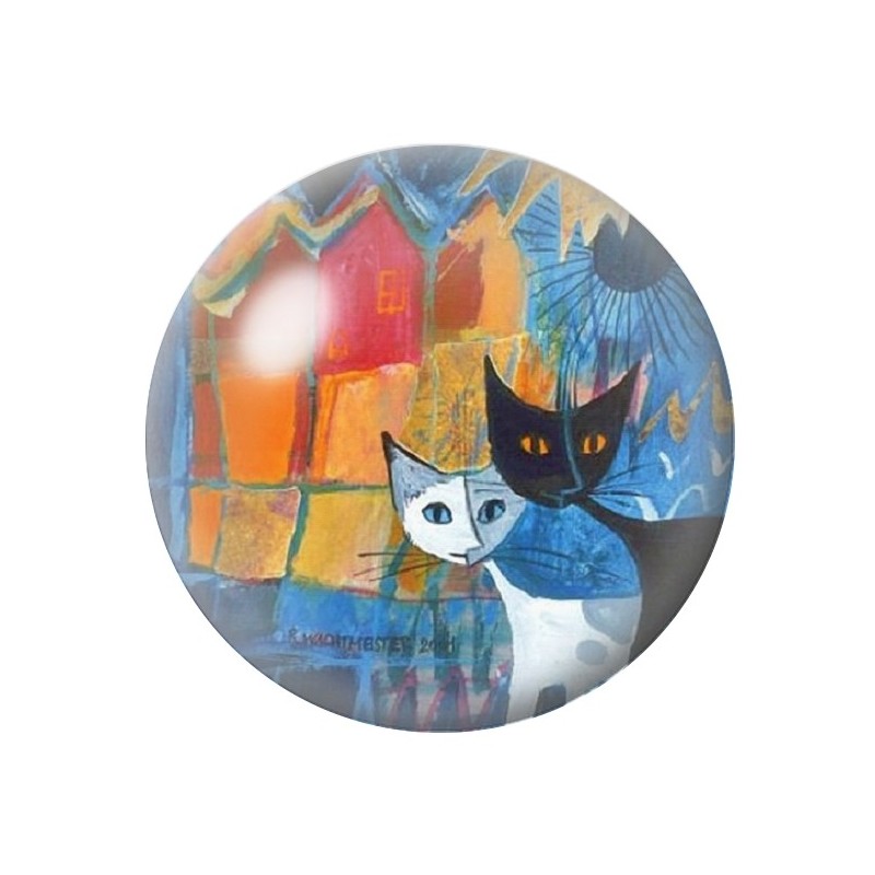 Cabochon en Verre Illustré Chats Colorés 12 à 25mm