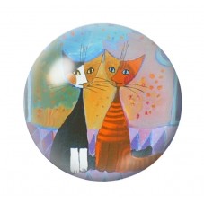 Cabochon en Verre Illustré Chats Colorés 12 à 25mm pour la Création de Bijoux Fantaisie - DIY