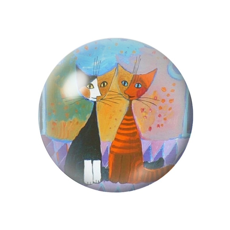 Cabochon en Verre Illustré Chats Colorés 12 à 25mm