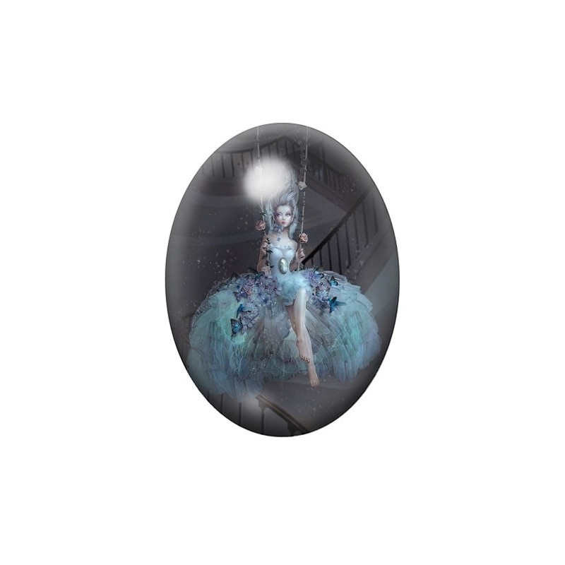 Cabochon en Verre Illustré Femme Balançoire Gothique 13x18, 18x25 ou 30x40mm