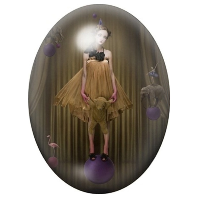 Cabochon en Verre Illustré Artiste de Cirque aux Ballons 13x18, 18x25 ou 30x40mm