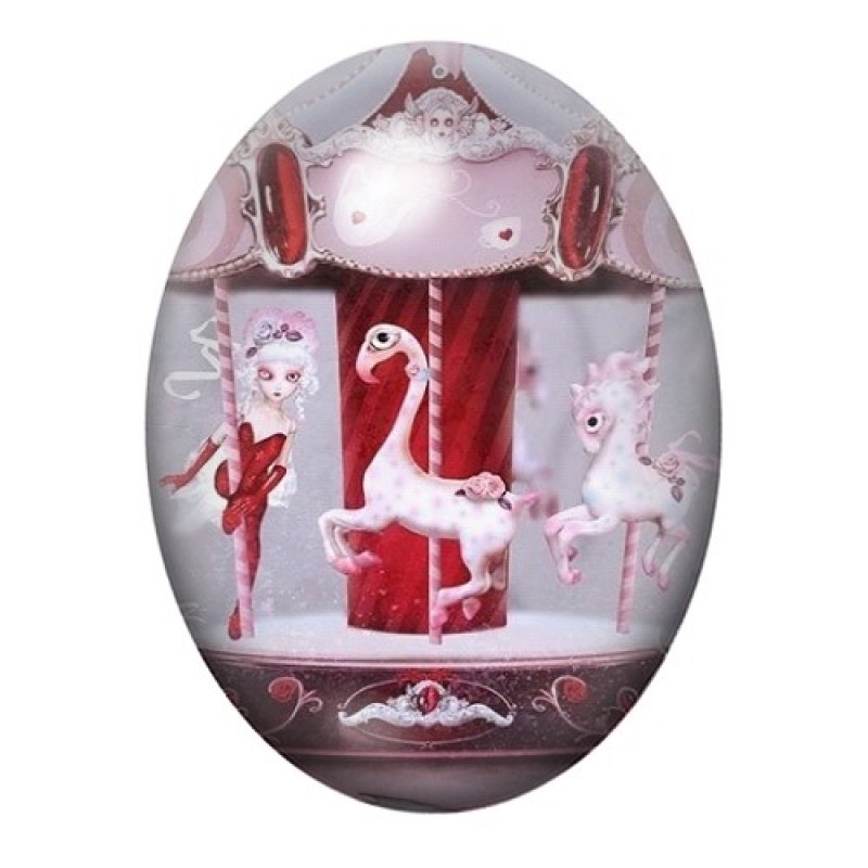 Cabochon en Verre Illustré Fille Etrange Manège Gothique 13x18, 18x25 ou 30x40mm