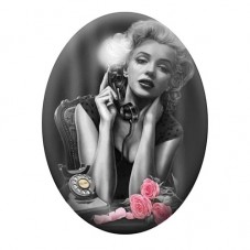 Cabochon en Verre Illustré Marilyn Monroe aux Roses Roses 13x18, 18x25 ou 30x40mm pour la création de bijoux fantaisie - DIY