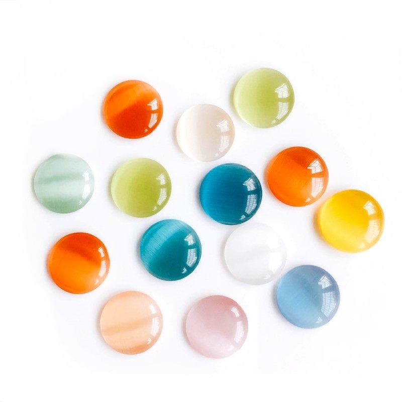 6 Cabochons en Verre Œil de Chat soit 3 Paires 10mm