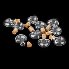 Mini Bouteille Fiole en Verre Coeur avec Tampion 26x22mm