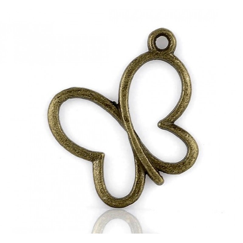 5 Breloques Papillon Bronze 17x19mm