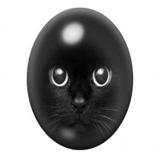 Cabochon en Verre Illustré Chat Noir aux Grands Yeux 13x18, 18x25 ou 30x40mm pour la création de bijoux fantaisie - DIY