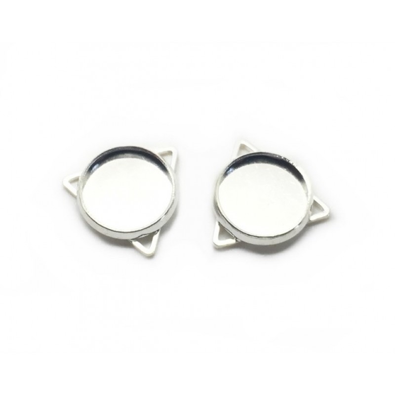 2 Supports Connecteurs Triangles Argentés pour Cabochon 12mm