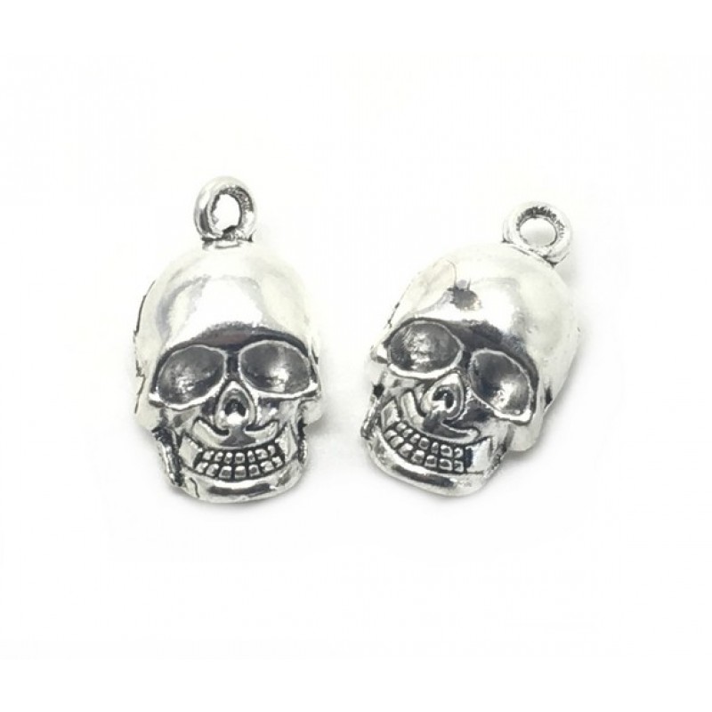2 Breloques Tête de Mort Crâne Gothique 20x12mm
