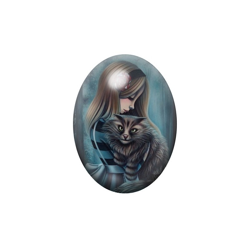 Cabochon en Verre Illustré Alice au Pays des Merveilles 13x18, 18x25 ou 30x40mm