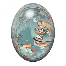 Cabochon en Verre Illustré Alice dans la Tasse de Thé 13x18, 18x25 ou 30x40mm pour la création de bijoux fantaisie - DIY