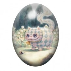 Cabochon en Verre Illustré Chat du Cheshire Fantastique 13x18, 18x25 ou 30x40mm pour la création de bijoux fantaisie - DIY