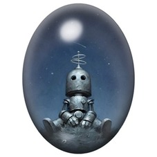 Cabochon en Verre Illustré Petit Robot sous les Étoiles 13x18, 18x25 ou 30x40mm pour la création de bijoux fantaisie - DIY