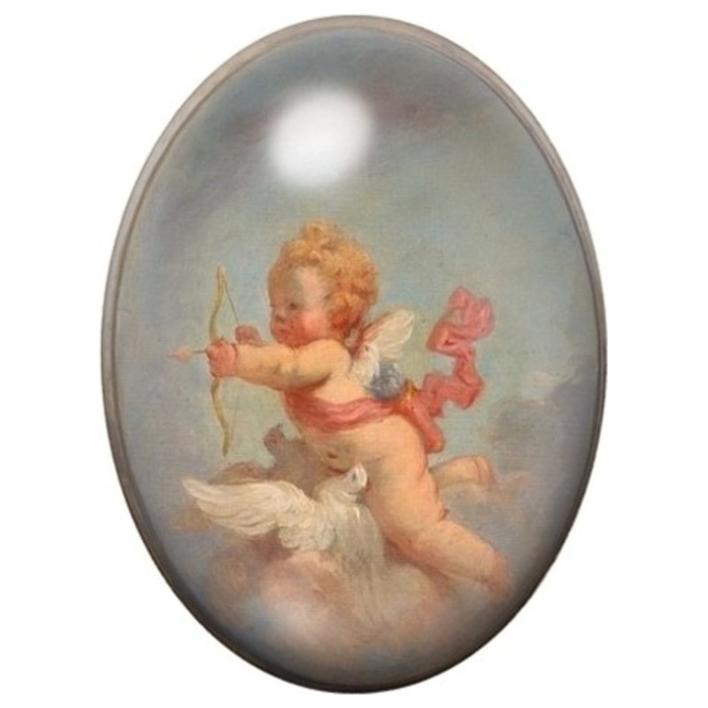 Cabochon en Verre Illustré Cupidon à l’Arc 13x18, 18x25 ou 30x40mm