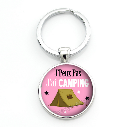 Porte-clé "J'peux pas j'ai Camping" Cadeau Original Humour Anniversaire Noël
