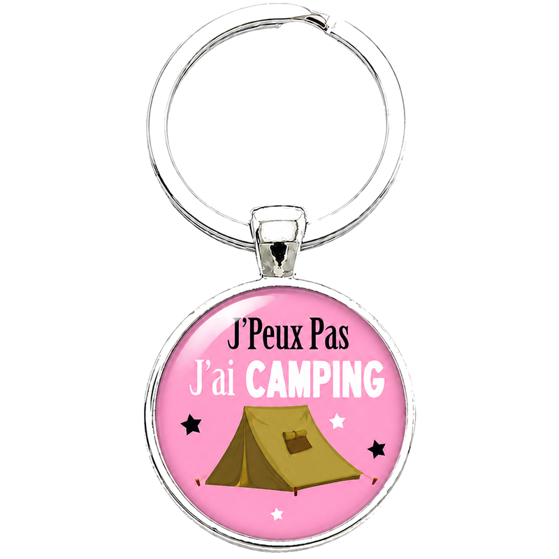 Porte-clé "J'peux pas j'ai Camping" Cadeau Original Humour Anniversaire Noël