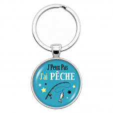 Porte-Clé Fait Main J’Peux Pas J’ai PÊCHE Verre 25mm pour la Création de Bijoux Fantaisie - DIY